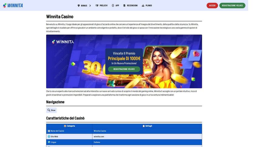 Recensione di Winnita Online Casino: Pro, Svantaggi ed Esperienza di Gioco Reale Recensione di Winnita Online Casino: Pro, Svantaggi ed Esperienza di Gioco Reale
