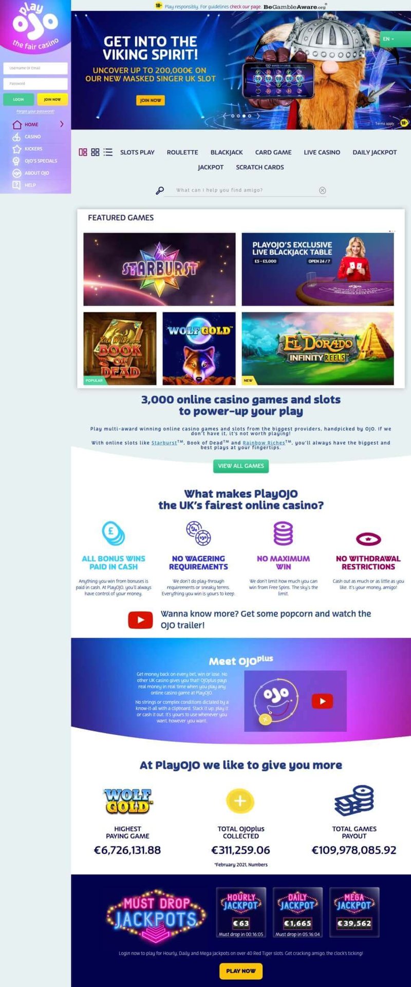Guide complet pour s'inscrire sur PlayOjo Casino, playojo casino review